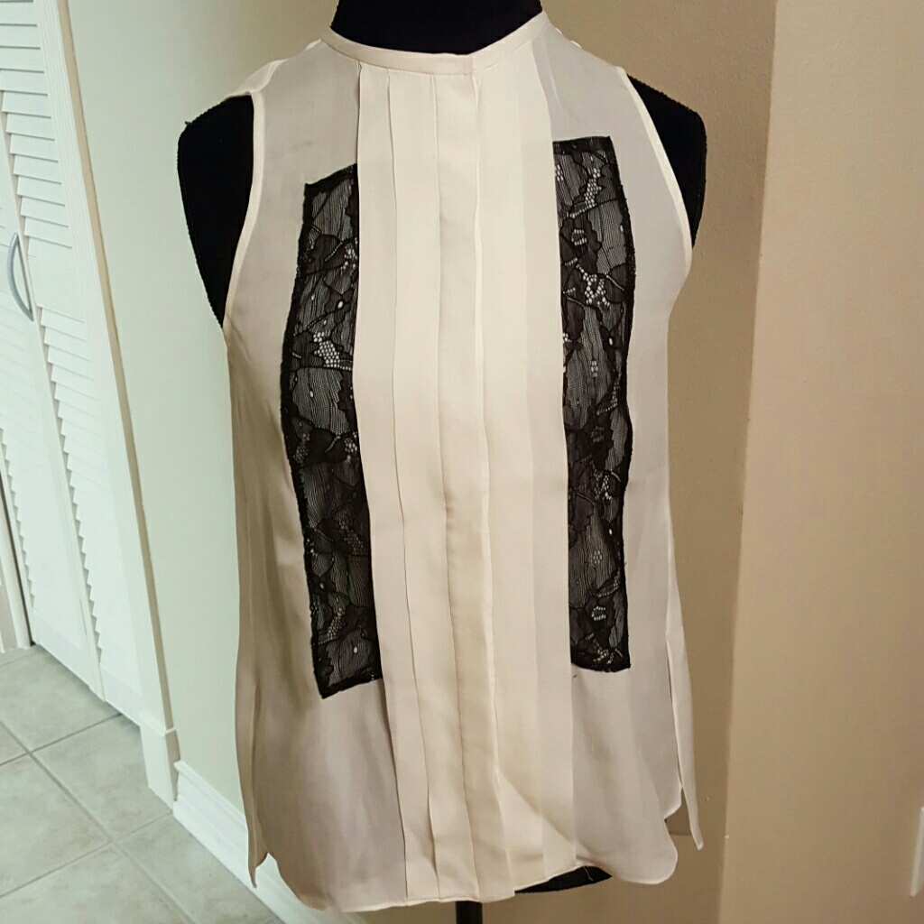 Haute Hippie Cream And Black Lace Blouse